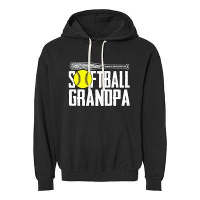 Softball Dad Fathers Day Softball Grandpa Garment-Dyed Fleece Hoodie