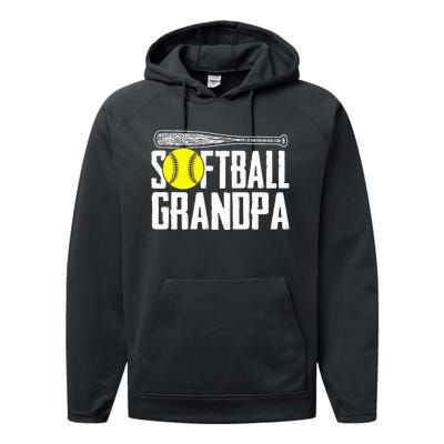 Softball Dad Fathers Day Softball Grandpa Performance Fleece Hoodie