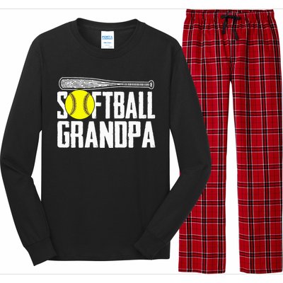 Softball Dad Fathers Day Softball Grandpa Long Sleeve Pajama Set