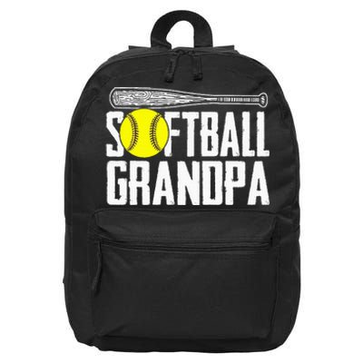 Softball Dad Fathers Day Softball Grandpa 16 in Basic Backpack