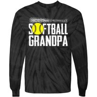 Softball Dad Fathers Day Softball Grandpa Tie-Dye Long Sleeve Shirt