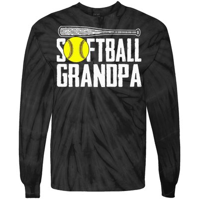 Softball Dad Fathers Day Softball Grandpa Tie-Dye Long Sleeve Shirt