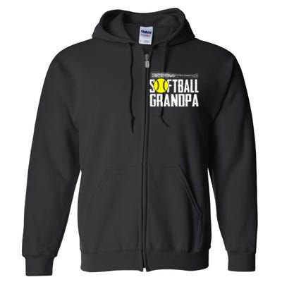 Softball Dad Fathers Day Softball Grandpa Full Zip Hoodie