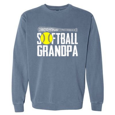 Softball Dad Fathers Day Softball Grandpa Garment-Dyed Sweatshirt