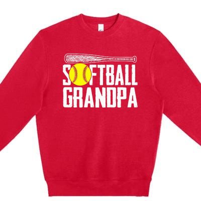 Softball Dad Fathers Day Softball Grandpa Premium Crewneck Sweatshirt