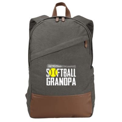 Softball Dad Fathers Day Softball Grandpa Cotton Canvas Backpack