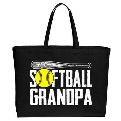 Softball Dad Fathers Day Softball Grandpa Cotton Canvas Jumbo Tote