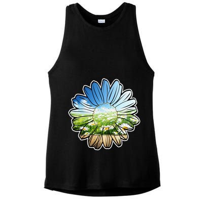 Summer Daisy Field Ladies PosiCharge Tri-Blend Wicking Tank