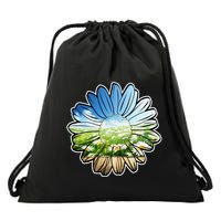 Summer Daisy Field Drawstring Bag