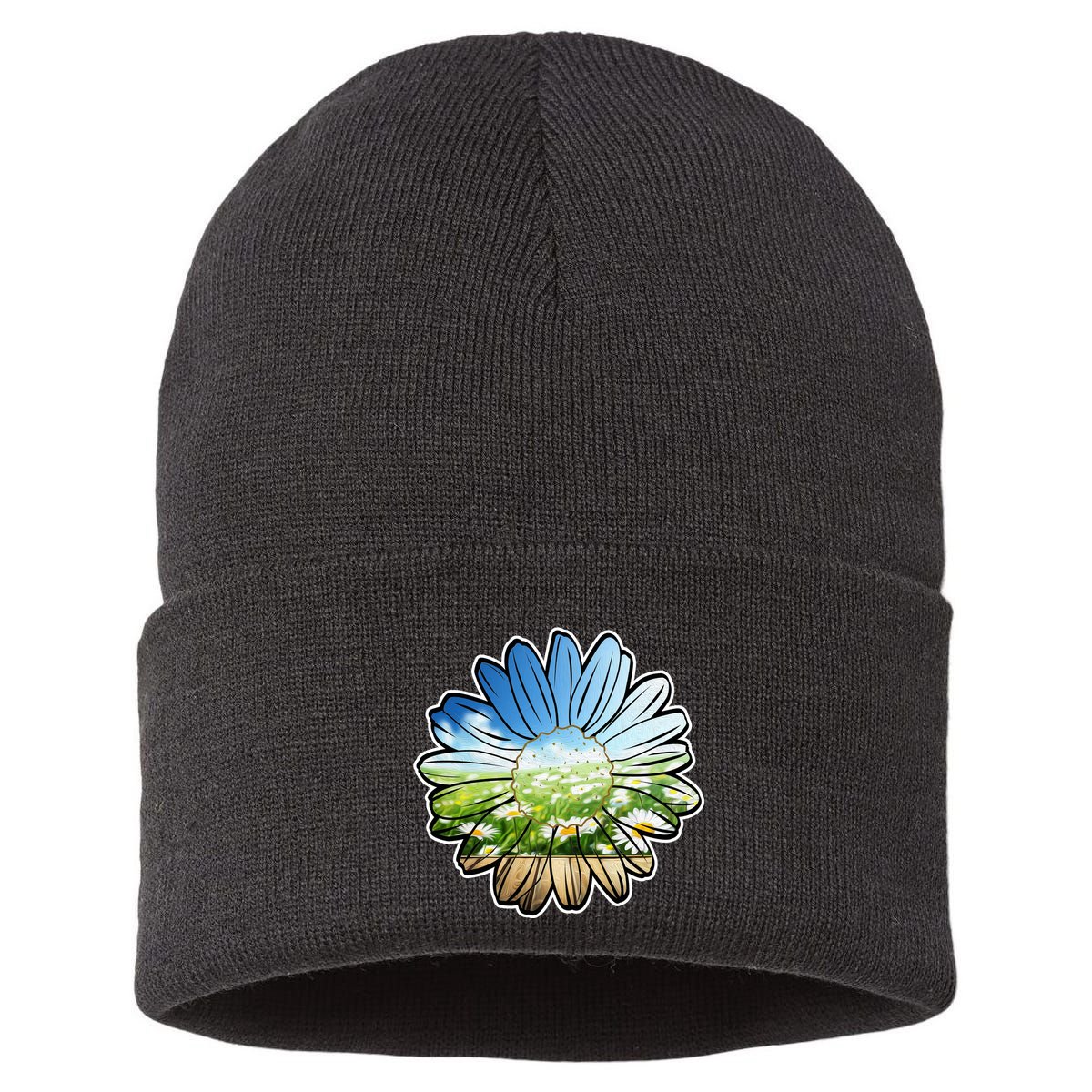 Summer Daisy Field Sustainable Knit Beanie