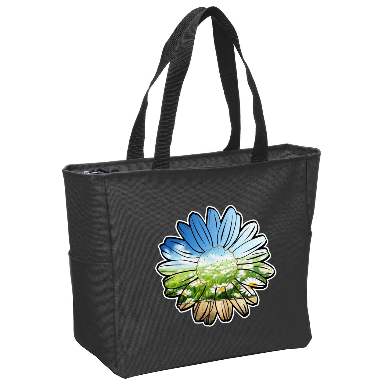 Summer Daisy Field Zip Tote Bag