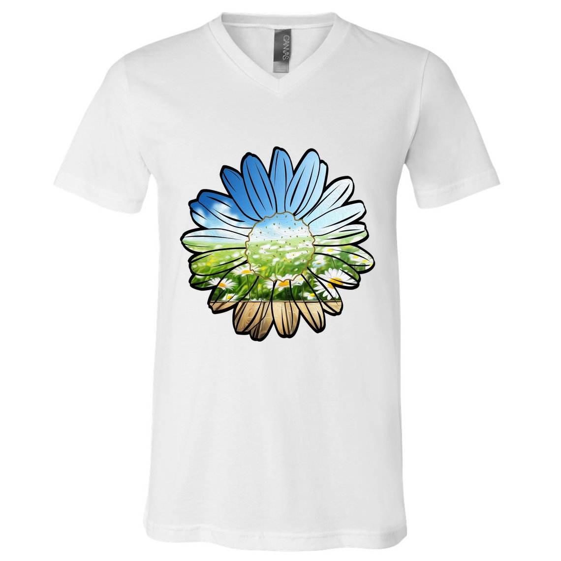 Summer Daisy Field V-Neck T-Shirt