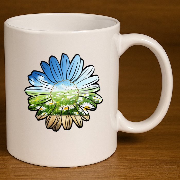 Summer Daisy Field 11oz C Handle Ceramic Mug