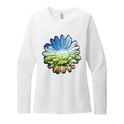 Summer Daisy Field Womens CVC Long Sleeve Shirt