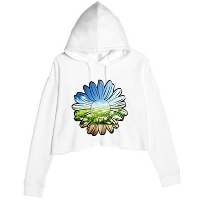 Summer Daisy Field Crop Fleece Hoodie