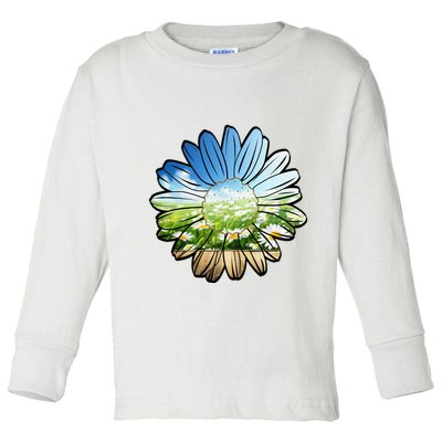 Summer Daisy Field Toddler Long Sleeve Shirt