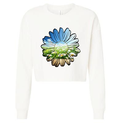 Summer Daisy Field Cropped Pullover Crew