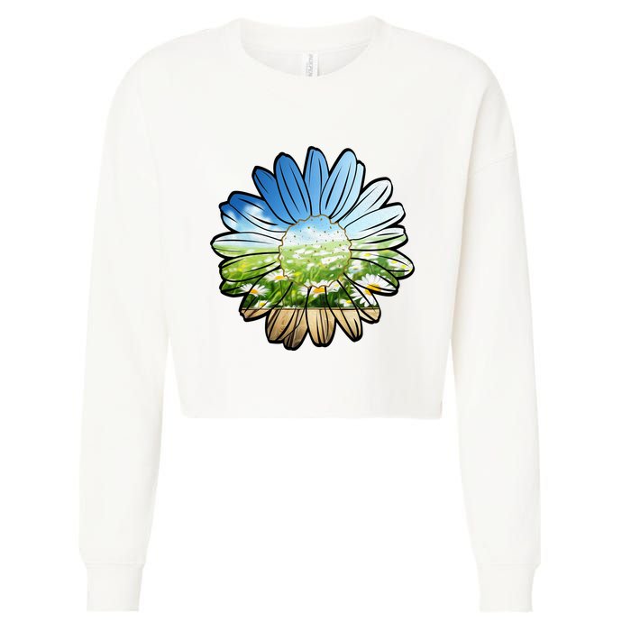 Summer Daisy Field Cropped Pullover Crew