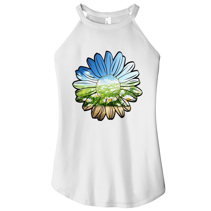 Summer Daisy Field Women's Perfect Tri Rocker Tank