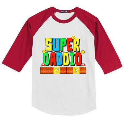 Super Daddio Funny Saying Gamer Father’s Day Gift Kids Colorblock Raglan Jersey