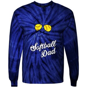 Softball Dad Father Coach Design Gift Tie-Dye Long Sleeve Shirt