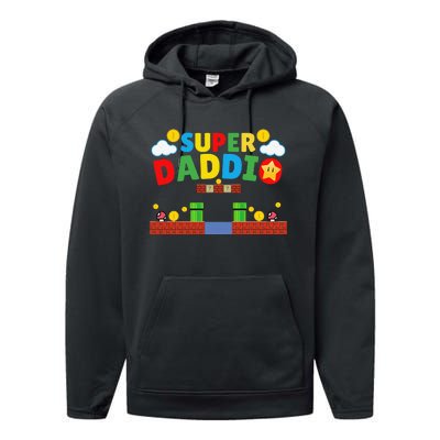 Super Dad Funny Dad Father's Day Gamer Daddy Super Daddio Performance Fleece Hoodie