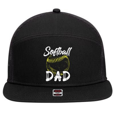 Softball Dad For Him Family Matching Player 7 Panel Mesh Trucker Snapback Hat