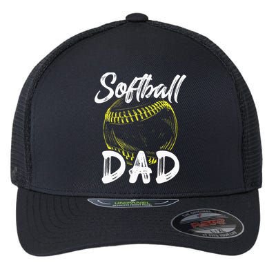 Softball Dad For Him Family Matching Player Flexfit Unipanel Trucker Cap