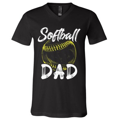 Softball Dad For Him Family Matching Player V-Neck T-Shirt