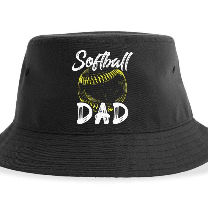 Softball Dad For Him Family Matching Player Sustainable Bucket Hat