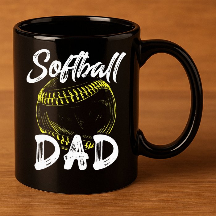 Softball Dad For Him Family Matching Player 11oz C Handle Ceramic Mug