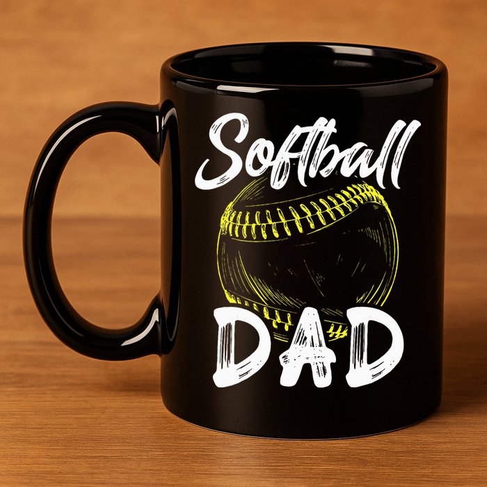 Softball Dad For Him Family Matching Player 11oz C Handle Ceramic Mug