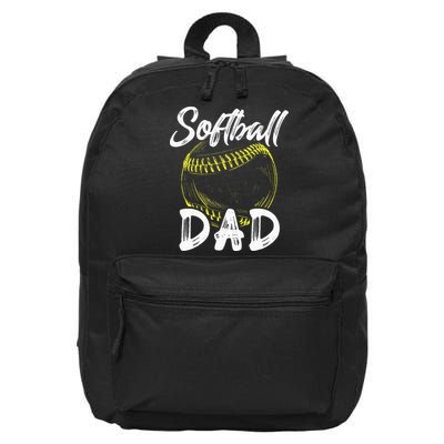 Softball Dad For Him Family Matching Player 16 in Basic Backpack