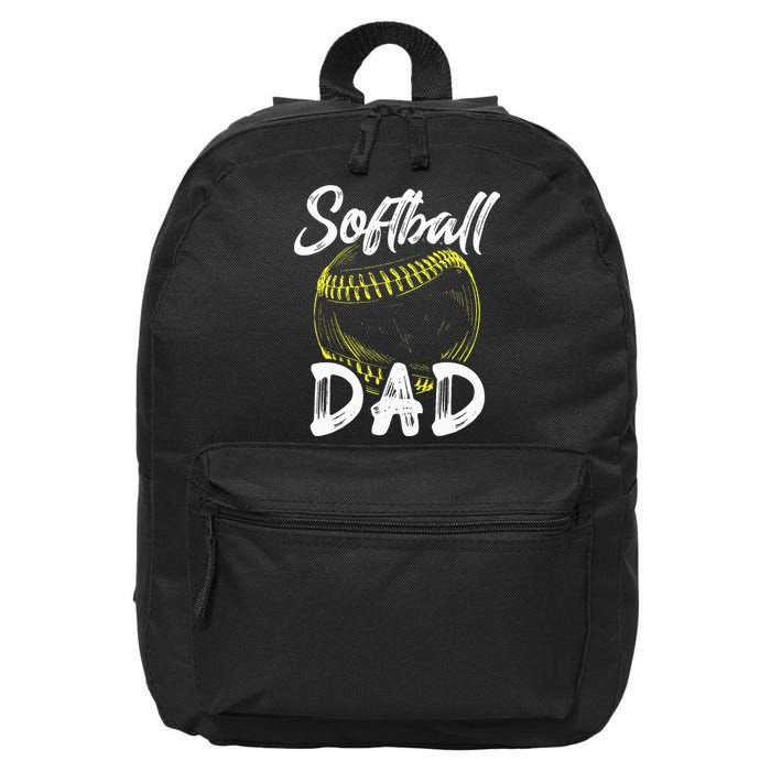 Softball Dad For Him Family Matching Player 16 in Basic Backpack