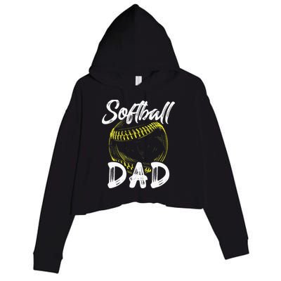 Softball Dad For Him Family Matching Player Crop Fleece Hoodie