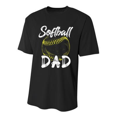 Softball Dad For Him Family Matching Player Youth Performance Sprint T-Shirt