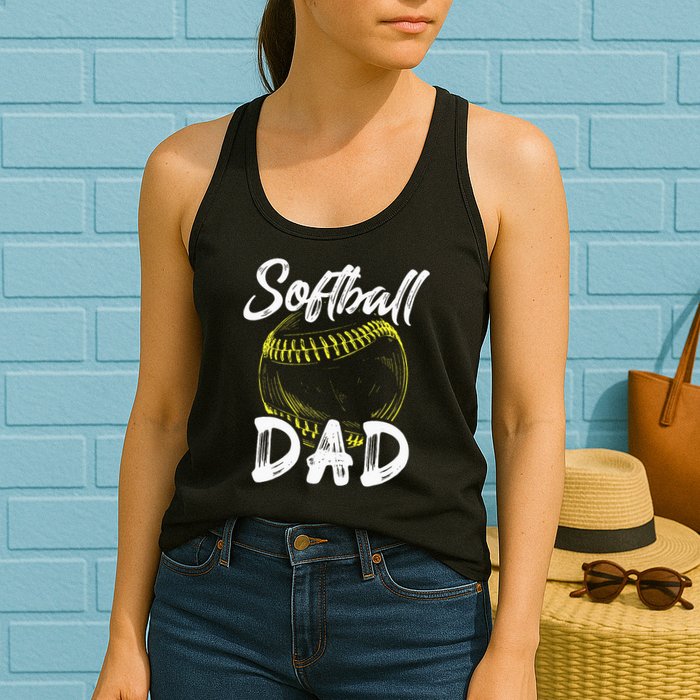 Softball Dad For Him Family Matching Player Womens Tank Top