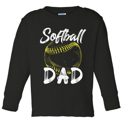 Softball Dad For Him Family Matching Player Toddler Long Sleeve Shirt