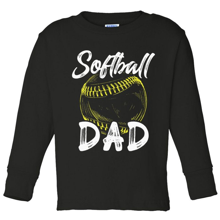 Softball Dad For Him Family Matching Player Toddler Long Sleeve Shirt