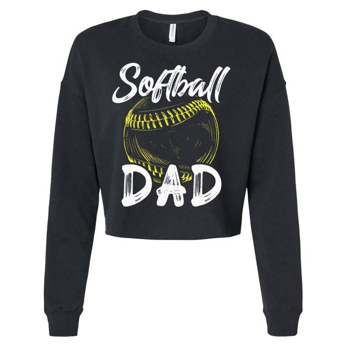 Softball Dad For Him Family Matching Player Cropped Pullover Crew