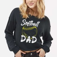 Softball Dad For Him Family Matching Player Cropped Pullover Crew