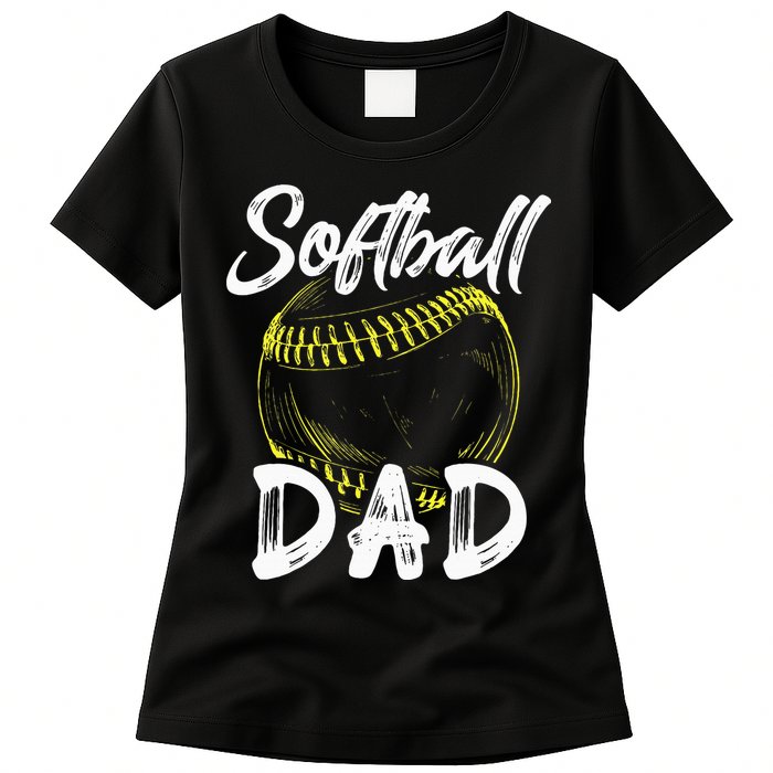 Softball Dad For Him Family Matching Player Womens T-Shirt