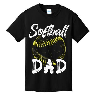 Softball Dad For Him Family Matching Player Kids T-Shirt