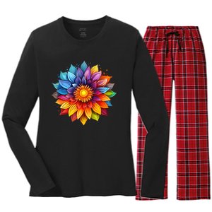 Sunflower Design For Women Men Flower Graphic Women's Long Sleeve Flannel Pajama Set 