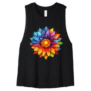 Sunflower Design For Women Men Flower Graphic Women's Racerback Cropped Tank