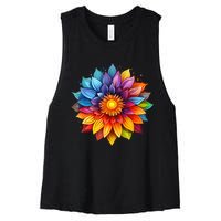 Sunflower Design For Women Men Flower Graphic Women's Racerback Cropped Tank