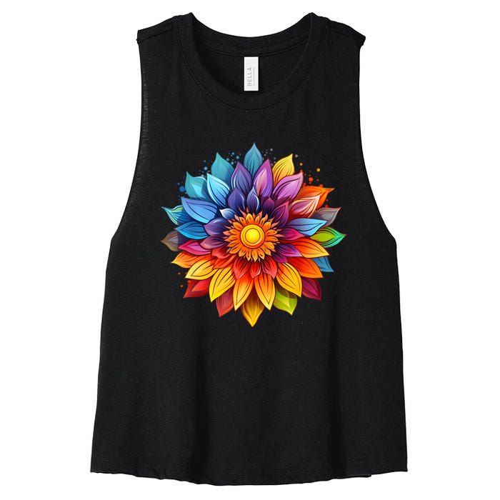 Sunflower Design For Women Men Flower Graphic Women's Racerback Cropped Tank