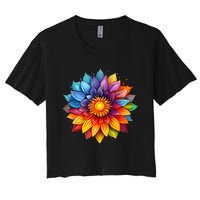 Sunflower Design For Women Men Flower Graphic Women's Crop Top Tee