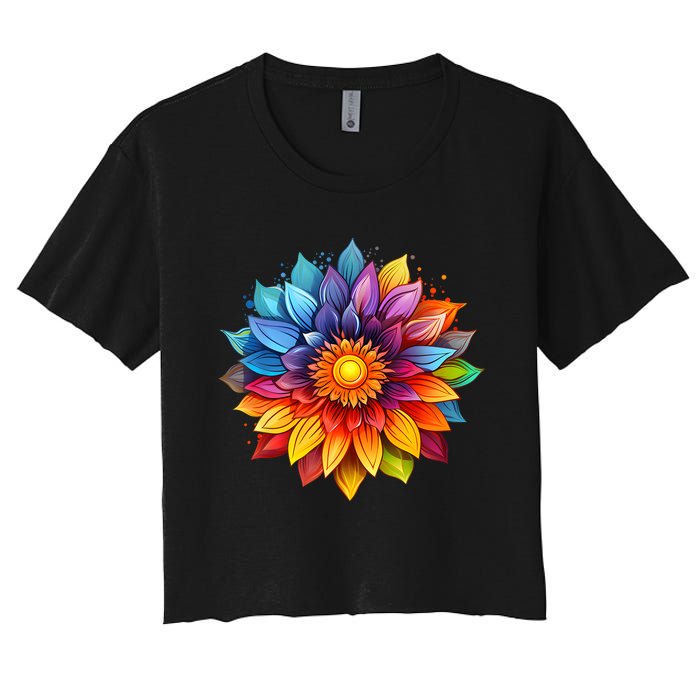 Sunflower Design For Women Men Flower Graphic Women's Crop Top Tee