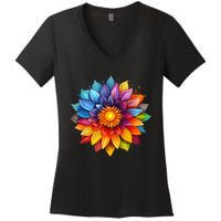 Sunflower Design For Women Men Flower Graphic Women's V-Neck T-Shirt